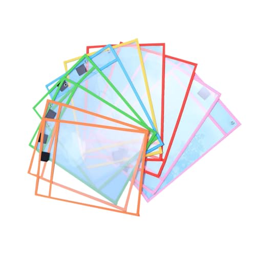 GALPADA 8 Stück PVC Abwischbare Dokumententaschen Wiederverwendbare Aufbewahrung für Schule Büro Stifthalter und Metallöse Transparent für Kreative Anwendungen Zufällige Zufällige Farbe von GALPADA