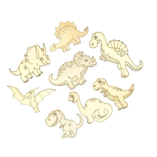 GALPADA 8 Stück Teiliges Dinosaurier Holz Bastelset Unvollendete DIY Holzscheiben Kindgerechte Holzfiguren zum Bemalen Robustes Naturholz Kreative Bastelmaterialien für Partydekoration von GALPADA