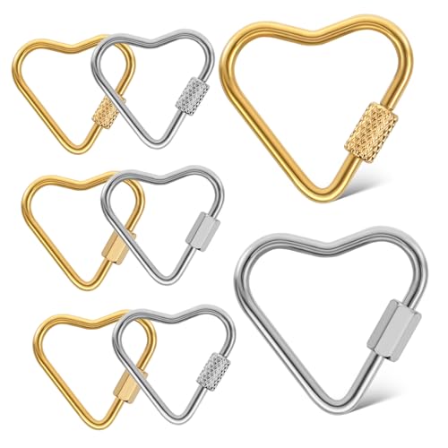 GALPADA 8 Stück Teiliges Herz Karabiner mit Schraubverschluss Kleiner Robuster Schlüsselanhänger Multifunktionaler Schlüsselring für Schmuck und Taschen Tragbar und Sicher von GALPADA