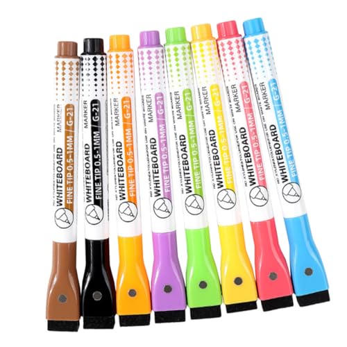 GALPADA 8 Stück Teiliges Magnetische Whiteboard Marker Abwischbare und Waschbare Trockenmarker mit Kräftigen Farben Feine Spitze Haftend für Schule Büro und Kinderzeichnungen von GALPADA