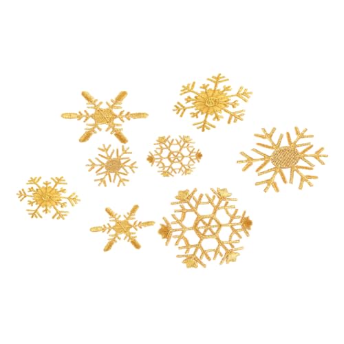 GALPADA 8 Stück Teiliges Weihnachts schneeflocken stickapplikations Goldene DIY Stoffflicken zum Aufbügeln oder Nähen Vielseitige Kleidung Accessoire dekoration Festliche von GALPADA