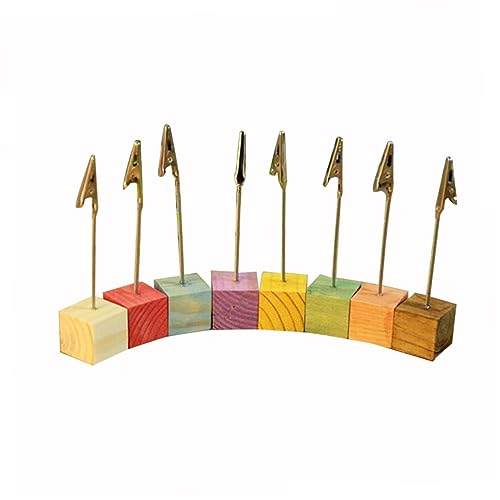 GALPADA 8Stücke Teiliges Clip Halter für Notizen Fotos und Karten Flexibler Memo Clip mit Kiefernholz Basis Höhe Zufällige für Büro und Dekoration von GALPADA