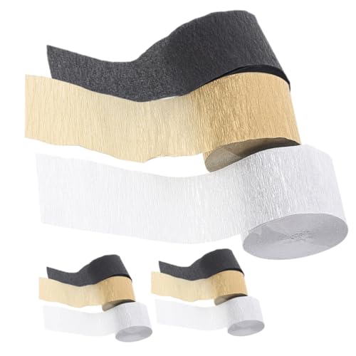 GALPADA 9 Rollen Teiliges Krepppapier in Schwarz Silber Gold Vielseitige Party Dekoration für Hochzeit Geburtstag Einfach Aufzuhängen und Individuell Zuschneidbar von GALPADA