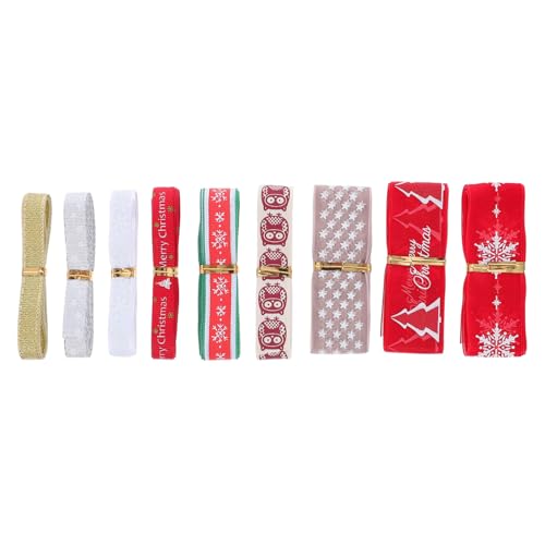 GALPADA 9 Rollen Teiliges Weihnachtsgeschenkband aus Hochwertigem Polyester mit Stern und Schneeflocken Motiven Vielseitig für DIY Bastelarbeiten Geschenkverpackung und Weihnachtsdeko in von GALPADA