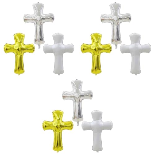 GALPADA 9 Stk. Teiliges Kreuz Folienballon für Taufe und Babyparty Farben Weiß Silber Gold Langlebige Party Deko Luftballons Einfach Aufblasbar Festliche Kommunion Dekoration GALPADA 9 Stk. Teiliges Kreuz Folienballon für Taufe und Babyparty Farben Weiß Silber Gold Langlebige Party Deko Luftballons Einfach Aufblasbar Festliche Kommunion Dekoration von GALPADA