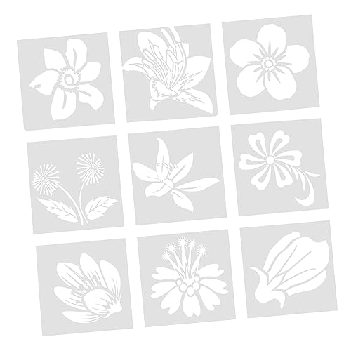 GALPADA 9 Stück Teiliges DIY Malvorlagen für Handwerkschablonen mit Blumen und Blättermotiven für Kreative Bastelprojekte und Dekoration von GALPADA