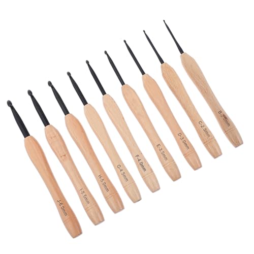 GALPADA 9 Stück Teiliges Häkelset mit Holzgriff Robuste Aluminium Häkelnadeln für Pulloverstricken Vielseitige Strickwerkzeuge für Anfänger und Profis Langlebig und Tragbar für DIY von GALPADA