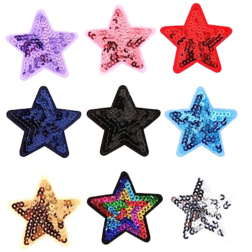 GALPADA 9 Stück Teiliges Selbstklebendes Patches Dekorative Glitzernde Sternapplikationen für Kleidung Rucksäcke Jeans und Mehr zum Aufbügeln oder Aufnähen Praktische und Stilvolle von GALPADA