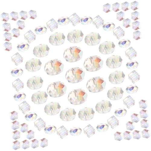 GALPADA 90 Stück Teiliges Facettiertes Glasperlen Transparente Bunte DIY Schmuckperlen mit Verschiedenen Glatte Oberfläche zum Basteln von Armbändern und Halsketten Einfach zu Verwenden von GALPADA