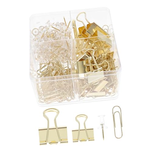 GALPADA Alloy Büroklammer Teilig mit Langen Clips und Reißnägeln Kreative Transparente Goldoptik Vielseitige Papierklemmen für Schule Büro und Zuhause Praktische Aufbewahrungsbox GALPADA Alloy Büroklammer Teilig mit Langen Clips und Reißnägeln Kreative Transparente Goldoptik Vielseitige Papierklemmen für Schule Büro und Zuhause Praktische Aufbewahrungsbox von GALPADA