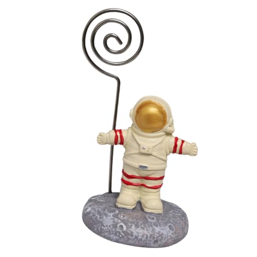 GALPADA Astronauten Visitenkartenhalter Gold mit Kreativem Memo Fotoclip Robuster Zettelhalter für Büro Zuhause Partys und Schreibtischdeko für Notizen und Fotos von GALPADA
