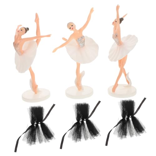 GALPADA Ballett Mädchen Figurine mit Mehrlagigem Tüllrock Sichere Materialien Langlebig Weiße und Schwarze Tüllkleider Vielseitige Tortendeko und Partydekoration für Mädchen Geburtstag von GALPADA