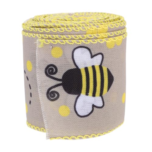 GALPADA Dekoratives Geschenkband Breit mit Bienendesign DIY Bastelband für Geschenkverpackung Partydeko Scrapbooking Vielseitig Einsetzbares Glänzendes Schleifenband von GALPADA