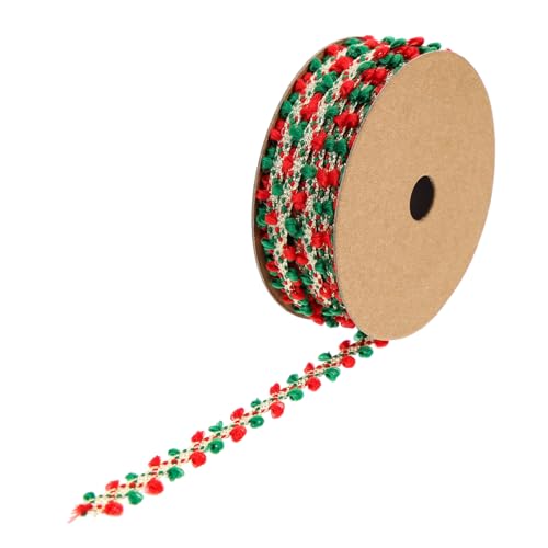 GALPADA Dekoratives Haarband mit Roten und Grünen Kleinen Pompons Yards Geschenkband zum Basteln Schleifen Binden Geschenkverpackung Strapazierfähiges Zierband für DIY Deko und von GALPADA