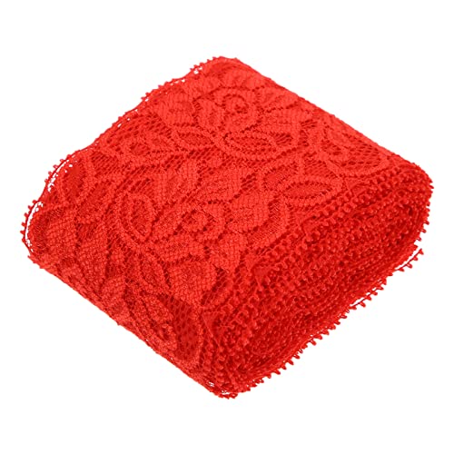 GALPADA Diy Elastisches Spitzenband für Hochzeitsdekoration Rotes Spitzenribbon für Kleidung Bastelprojekte Verpackung und Festlichkeiten für Romantische Designs und Kreative Anwendungen von GALPADA