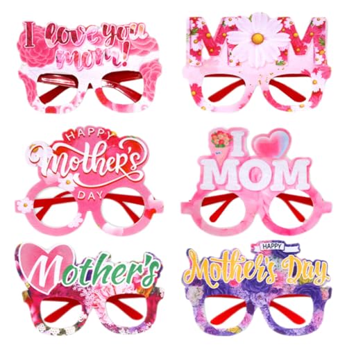 GALPADA Fotoautomaten-Requisiten Zum Muttertag 6 Stück „Love Mom“-Brillen Lustige Brillen Neuheitsbrillen Für Fröhliche Muttertagspartygeschenke von GALPADA