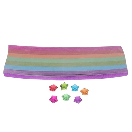 GALPADA Glitzernde Origami Stern Papierstreifen DIY Bastelset Bunte Vorgestanzte Faltstreifen Stabiles Papier Tragbar für kreative Projekte zu Hause und Unterwegs von GALPADA