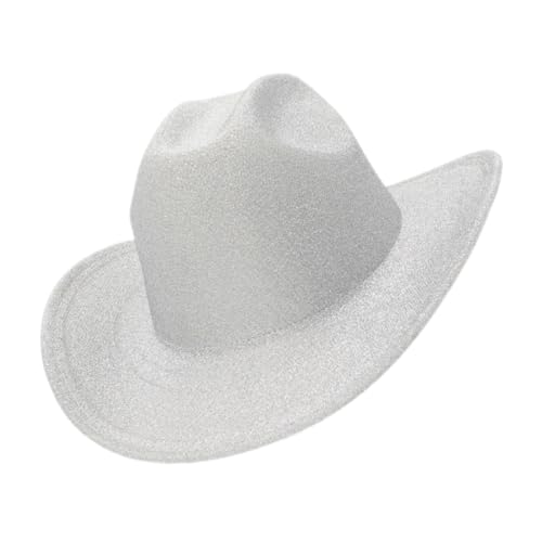 GALPADA Glitzernder Western Cowboyhut Weiß für Damen und Herren Leichtes Cosplay Party-accessoire Geeignet für Halloween Festivals Bühnenauftritte und Strandveranstaltungen von GALPADA
