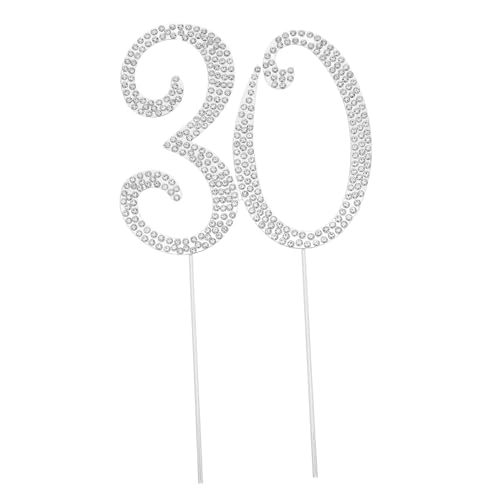 GALPADA Glitzernder Zahlen Cake Topper Silber Einfache Einsteck-dekoration für Geburtstag Jubiläum Wiederverwendbares Kuchen-deko Zubehör für Partyfeiern von GALPADA