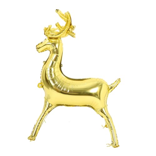 GALPADA Großer Stehender Elch Folienballon Metallic Weihnachtsdeko Party Ballon mit Integriertem Sockel Realistische Rentierform für Festliche Xmas Feier und Gartendekoration von GALPADA