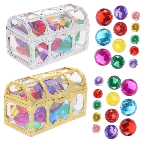 GALPADA Großes Pool Tauchspielzeug Bunte Kunststoff Edelsteine Schmuck Dekoration Schatzsuche mit Schatzkisten für Sommer Schwimmen GALPADA Großes Pool Tauchspielzeug Bunte Kunststoff Edelsteine Schmuck Dekoration Schatzsuche mit Schatzkisten für Sommer Schwimmen von GALPADA