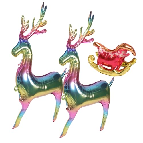 GALPADA Großes Weihnachtsballon mit Rentieren und Schlitten Aufstellbare Lebensechte Xmas Deko Wetterfeste Partydekoration für Innen und Außen Fotorequisit für Weihnachtsfeiern von GALPADA
