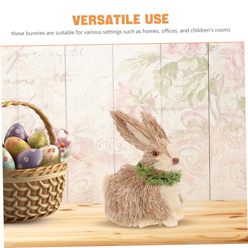 GALPADA Handgefertigte Osterhasen Figur aus Gras Sicher für Detailreiche Frühlingsdeko Charmante Tischdekoration Easter Party Ornament von GALPADA
