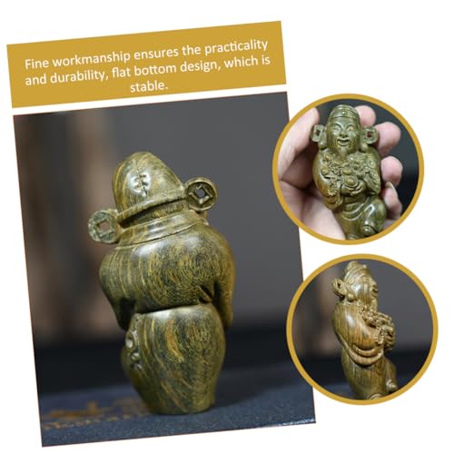 GALPADA Handgeschnitzte Holzfigur Gott des Reichtums Kompakte Miniatur Heimdekoration Chinesischer Stil Glücksbringer Wohnzimmer Büro Schreibtisch Ornament von GALPADA