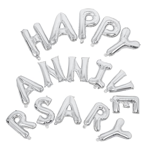 GALPADA Happy Anniversary Buchstabenballons Set aus Aluminiumfolie für Hochzeitsfeiern und Partys Silber Dekoration für Jubiläen Hochzeiten und Besondere Anlässe GALPADA Happy Anniversary Buchstabenballons Set aus Aluminiumfolie für Hochzeitsfeiern und Partys Silber Dekoration für Jubiläen Hochzeiten und Besondere Anlässe von GALPADA