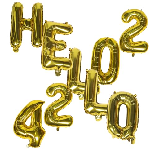 GALPADA Hello Folienballon Gold Aluminium Party Deko Zahlen Buchstaben Neujahrsdeko Silvester Feier Tisch und Wanddeko für Jubiläen Abschlussfeiern und Fotorequisiten von GALPADA