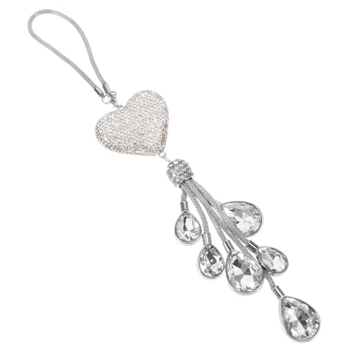 GALPADA Herzförmiger Auto Anhänger Bling Spiegelanhänger Auto Innenraum Dekoration Zinklegierung Strass Schmuck für Frauen Stilvolles Zubehör von GALPADA