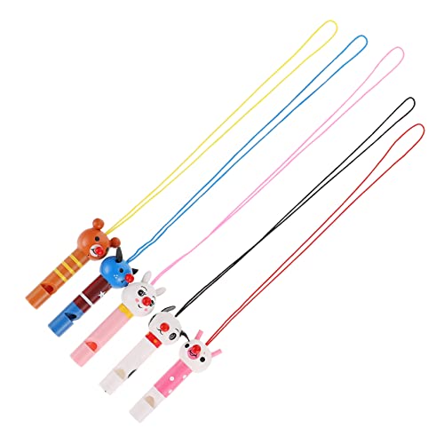 GALPADA Hölzerne Tierpfeifen - 5 Stück Party Noisemakers Für Geburtstag - Karneval Und Sportveranstaltungen Bunte Spielzeuge Als Tolle Mitgebsel Für Jubel Und Spaß von GALPADA