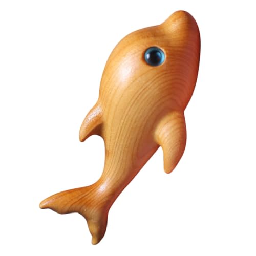 GALPADA Holz Delfinfigur Handgefertigt Kleine Holzskulptur Dekoratives Mini Delfin Objekt für Schreibtisch Wohnzimmer Rustikal Geschenkidee Holzfigur von GALPADA