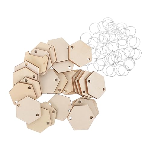 GALPADA Holzanhänger Sechseckige Dekoration mit Ringen für DIY Bastelprojekte Multifunktionale Holzdeko Handgefertigte Schlüsselanhänger für Kreative Gestaltung von GALPADA