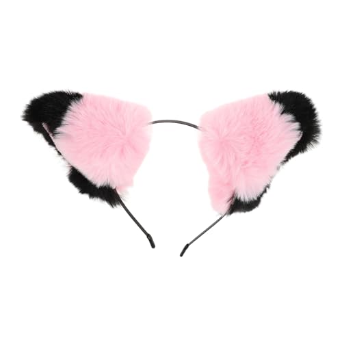 GALPADA Katzenohren Haarreif Schwarz Flauschig Flaumig Tierohren Cosplay Stirnband Einheitsgröße Damen Mädchen Party Halloween Kostüm Zubehör von GALPADA