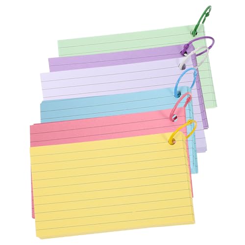 GALPADA Lernkarteikarten Set mit Gelochten Notizkarten und Metallringen Praktische Vokabelkarten für Studium und Alltag Cremefarbene Karteikarten für Erwachsene Einfaches Design von GALPADA