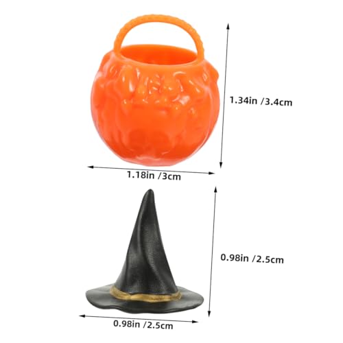 GALPADA Mini Halloween Cauldron und Hexenhut Teiliges Miniatur in Orange und Schwarz Detailreiche Halloween Deko für Party Tisch DIY Zubehör von GALPADA