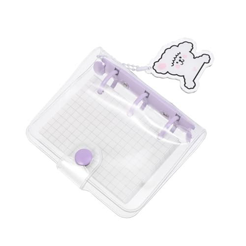 GALPADA Mini PVC Binder Cover Transparent mit Druckknopfverschluss Teiliges Plan Notizbuch DIY Scrapbook mit Karierten Blättern Hülle Aufbewahrungstasche und Schlüsselanhänger Handliches von GALPADA