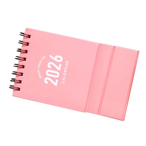 GALPADA Mini Tischkalender mit Zwillingsdrahtbindung Kompakter Tragbarer Schreibtischkalender Täglicher Terminplaner und Notizblock für Büro Schule und Zuhause Rosa von GALPADA