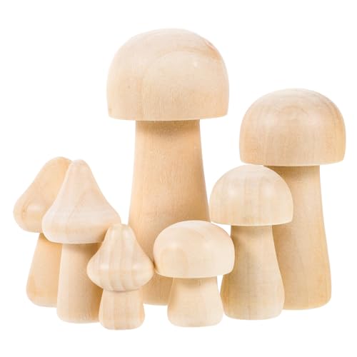 GALPADA Miniatur Holzpilz Unbemalt Realistische DIY Pilzfiguren in Verschiedenen Natürliche Holzdeko für Kreative Bastelprojekte und Hausdekoration von GALPADA