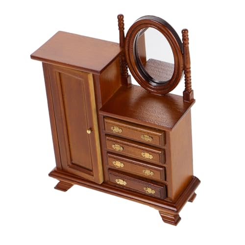GALPADA Miniatur Retro Schminktisch mit Kompaktes Holz Sideboard Puppenhaus Kommode für Kinderzimmer Dekoration von GALPADA