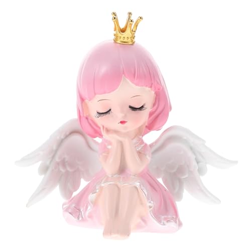 GALPADA Niedliche Engel Mädchen Tortendeko aus Resin Mini Fairy Cake Topper für Babypartys und Geburtstagsfeiern Rosa Figur für Kuchen Deko und Cupcake Verzierung von GALPADA