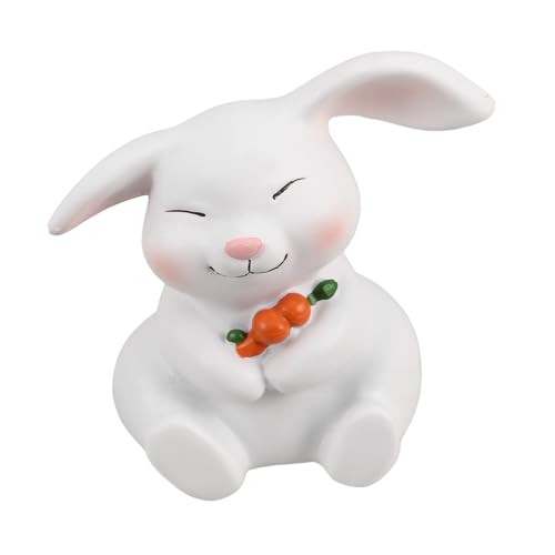 GALPADA Osterhasen Figuren Resin Süße Dekoration Für Frühlingsfeiern Und Heimdekoration Handgefertigte Kaninchenstatuen Mit Karottenmotiv Für Garten Und Tisch Deko von GALPADA