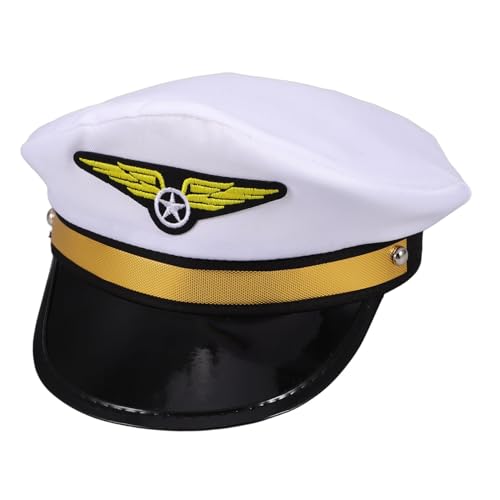 GALPADA Pilotenmütze Pilotenkostüm Pilotenhüte für Damen Captain Hut Halloween-Mütze mit Airline- Kampfpilotenhut Piloten-Partyhut für Erwachsene Pilotenzubehör für Herren Stoff Weiß GALPADA Pilotenmütze Pilotenkostüm Pilotenhüte für Damen Captain Hut Halloween-Mütze mit Airline- Kampfpilotenhut Piloten-Partyhut für Erwachsene Pilotenzubehör für Herren Stoff Weiß von GALPADA