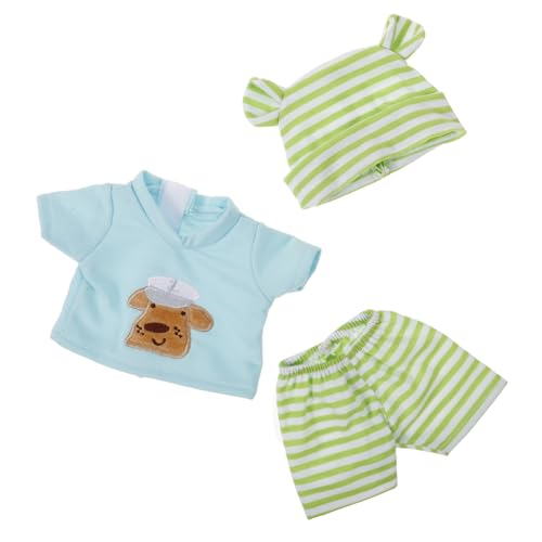 GALPADA Puppe anziehen Neugeborenes Kleidung klein Junge Babypuppenpyjama Mädchen-Puppenanzug Plüschpuppenkleider Stoffpuppen-Outfits Neugeborenen-Kleid-Outfits Baumwolle Hellgrün von GALPADA