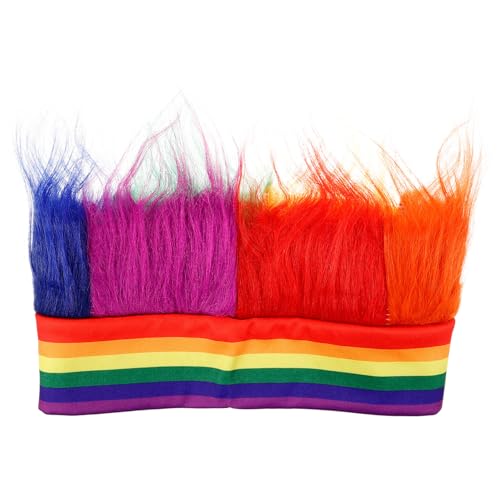 GALPADA Regenbogen-Perücke Hut Lustige Partyhüte Lgbt-Stolz-Monats-Karnevals-Stirnband -Lesben-Love-Is-Love-Kappe Regenbogen-Kostümzubehör von GALPADA