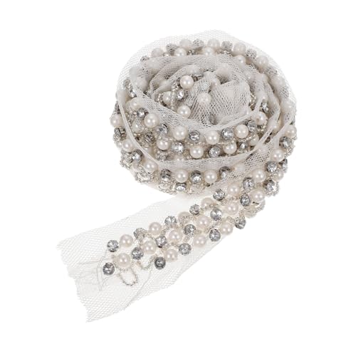 GALPADA Reihiges Perlen und Strass Spitzenband mit Netzstoff Dekoratives Nähzubehör für Kleider Taschen DIY Verzierungen Elegantes Perlenband zum Aufnähen und Basteln GALPADA Reihiges Perlen und Strass Spitzenband mit Netzstoff Dekoratives Nähzubehör für Kleider Taschen DIY Verzierungen Elegantes Perlenband zum Aufnähen und Basteln von GALPADA