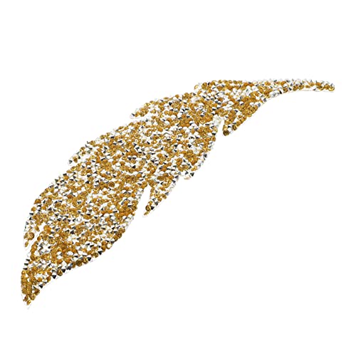 GALPADA Resin Leaf Patch mit Strasssteinen Selbstklebend und Bügelbar Dekorative Applikation für Kleidung Rucksäcke DIY Bastelprojekte Strapazierfähiges Design Kristallgelb von GALPADA
