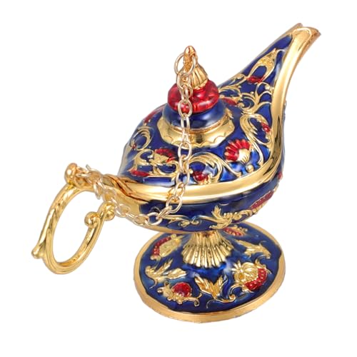 GALPADA Retro Zauberlampe Dekoratives Vintage Modell für Wohnkultur Party Tischdekoration Gold blau mit Klassischem Design und Eleganter Ornamentoptik von GALPADA