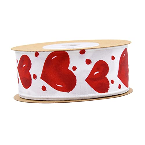GALPADA Rotes Geschenkband mit Herzen Bedrucktes Schleifenband für Geschenkbox Hochzeit Valentinstag Dekoration Liebe Schleife zum Basteln und Blumenstrauß Verzieren von GALPADA